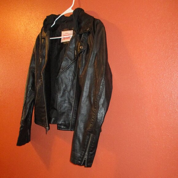 Levi Woman Medium Black Full Zip Pockets Hooded Jacket - Picture 4 of 11